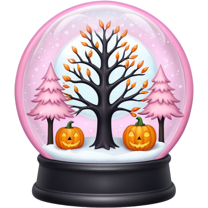 Pastel pink orange halloween tree globe