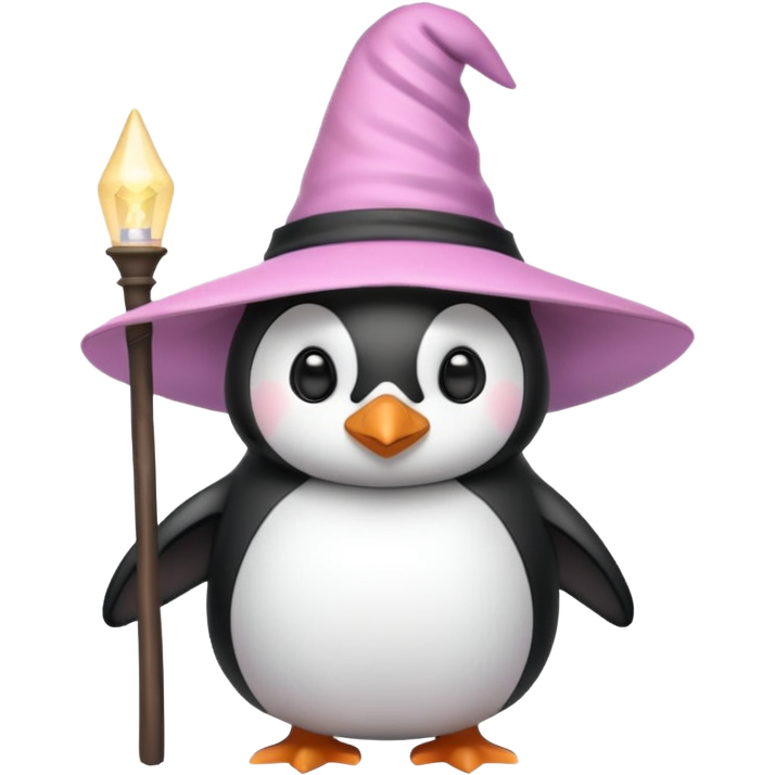 Penguin With Light Pink Witch Hat