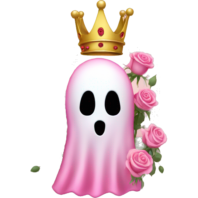 Pink ghost with a crown and roses