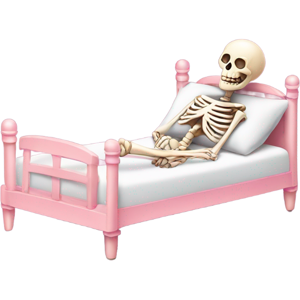 Pink skeleton in bed