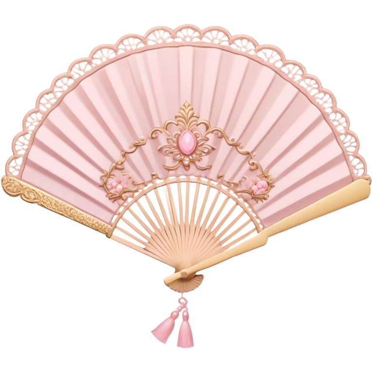 Rococo pale pink fan with lace