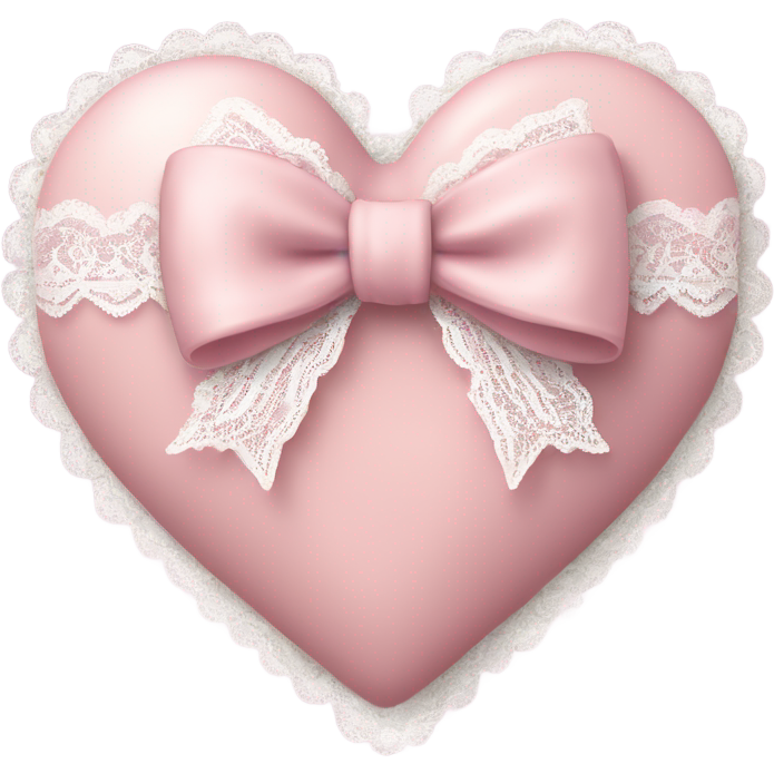 Rococo Pastel pink heart with white bow with lace and frills
