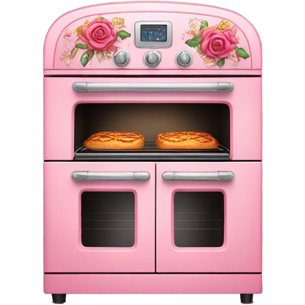 Rose pink oven with decorated flowers and glitter