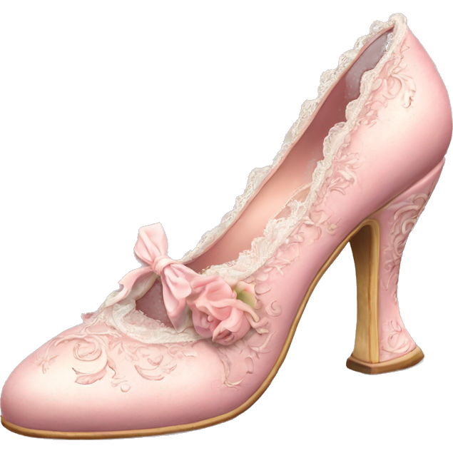 Vintage rococo light pink heel shoes