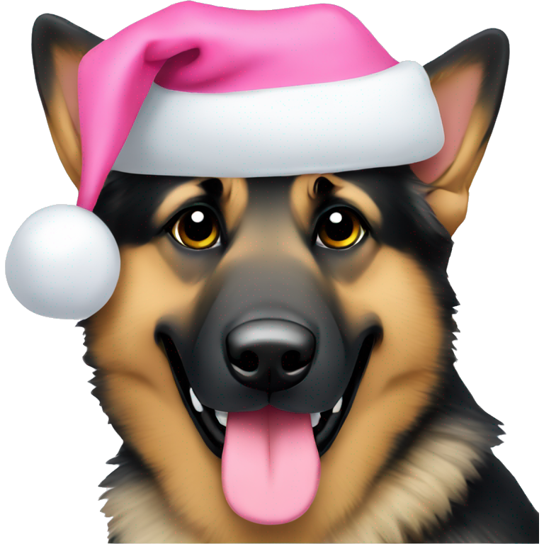 German shepherd with a pink santa hat