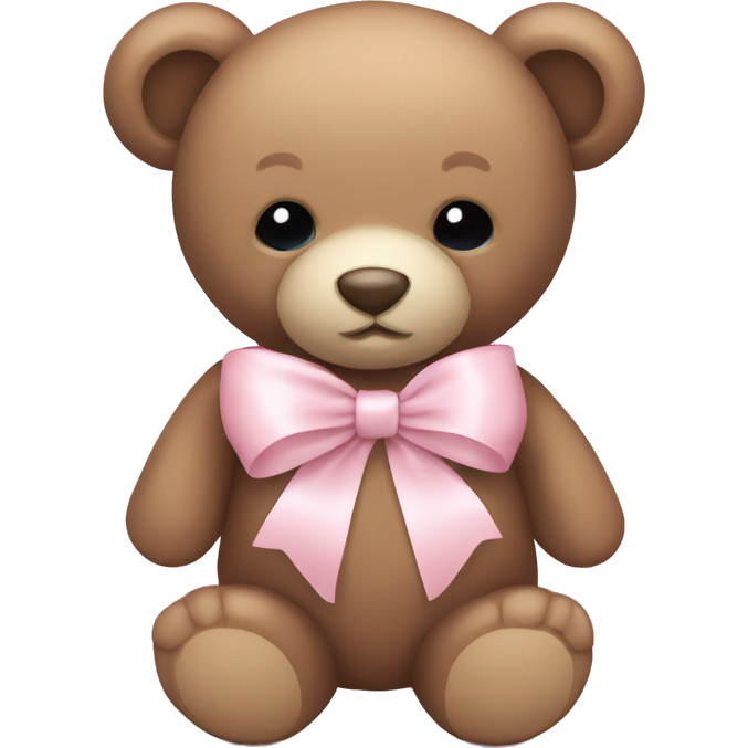 Teddy bear with pale pink ribbon and pale pink heart