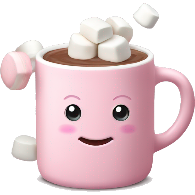 Light Pink mug of hot chocolate with marshmallows