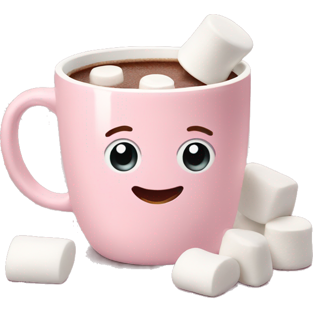 Light Pink mug of hot chocolate with marshmallows