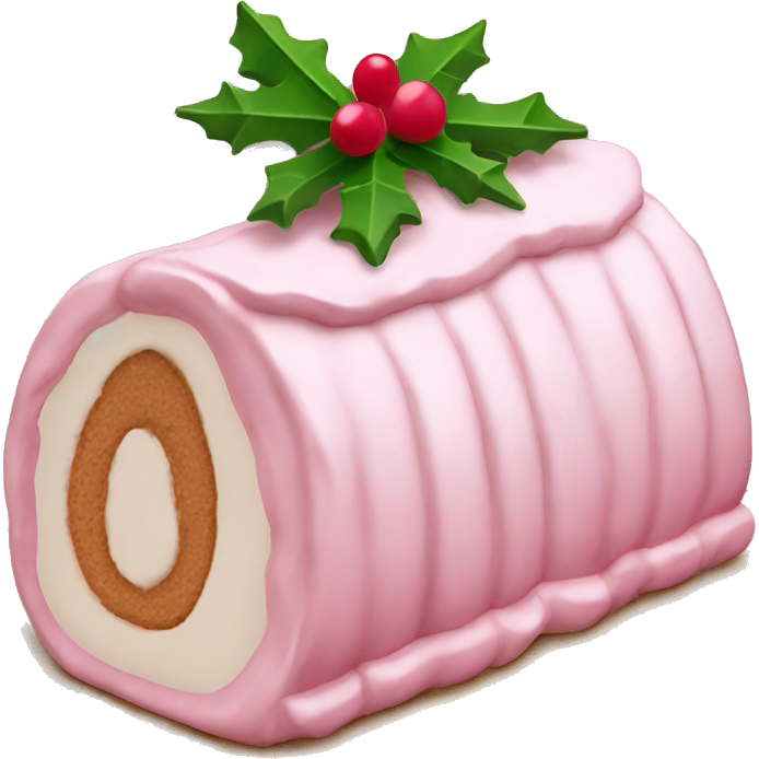 Light pink Yule log cake