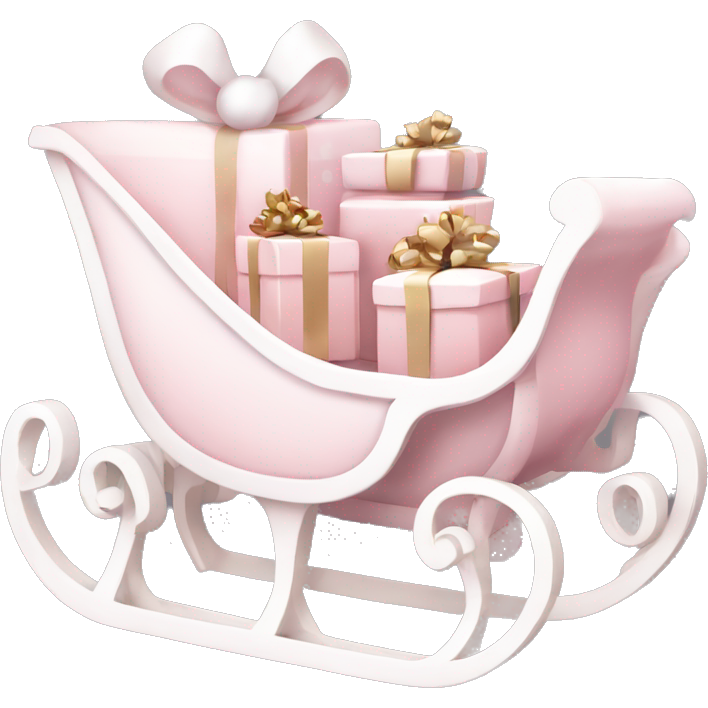 Pale pink and white christma sleigh with gifts