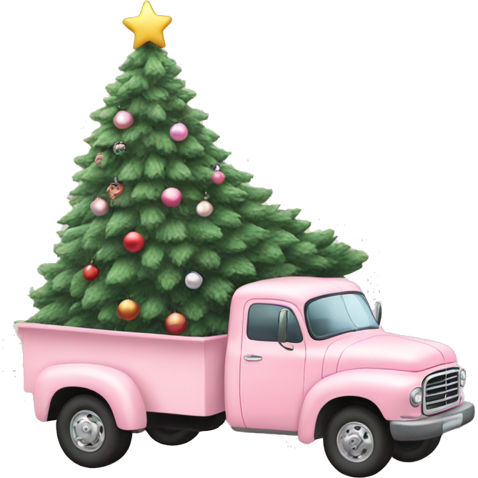 Pastel Pink truck with Christmas tree