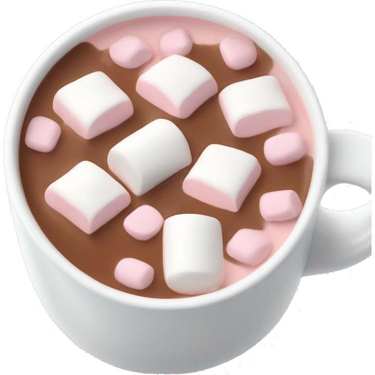 Light Pink mug of hot chocolate with marshmallows