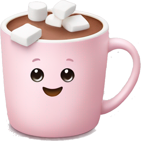 Light Pink mug of hot chocolate with marshmallows