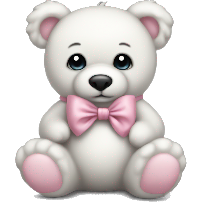 White teddy with pink bow realistic