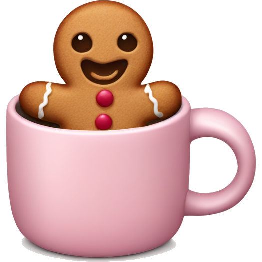 Light pink mug with gingerbread man sticking out