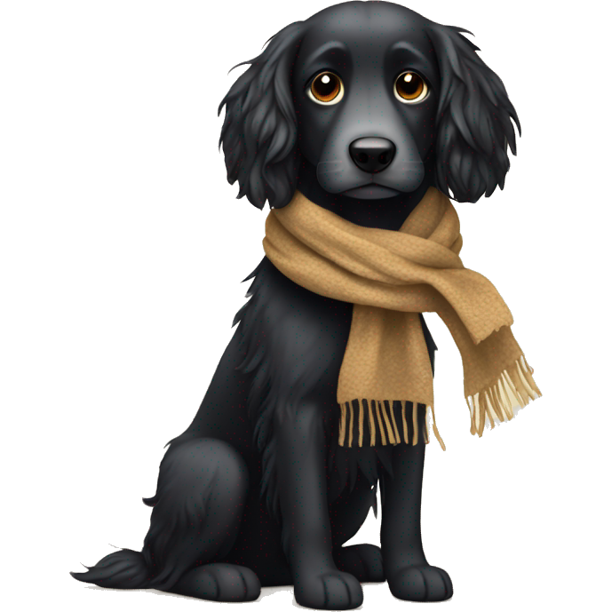 Black long hair dog with scarf