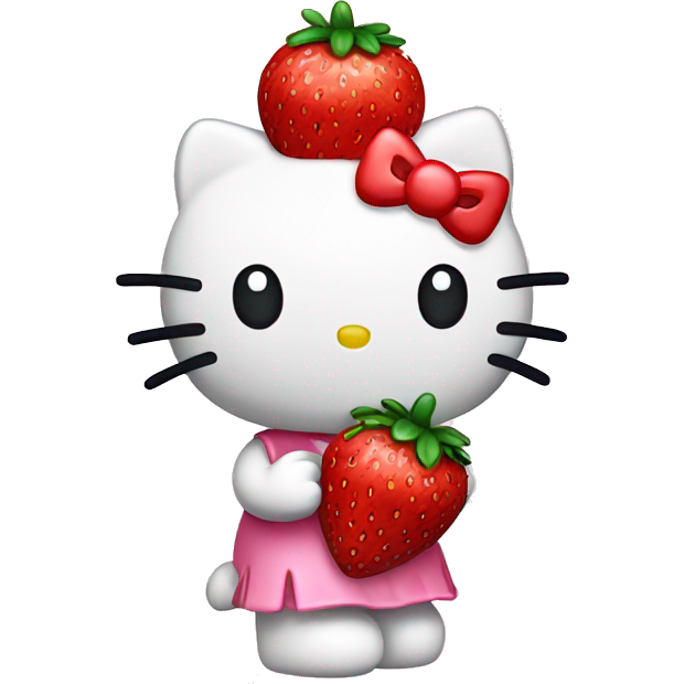 Hello kitty holding a strawberry