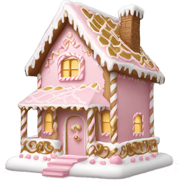 Light pink and gold and white gingerbread house