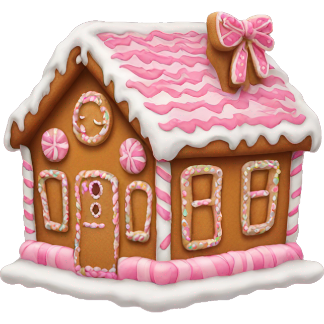 Gingerbread house with a pink bow