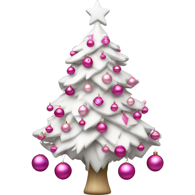 White Christmas tree with pink ornaments