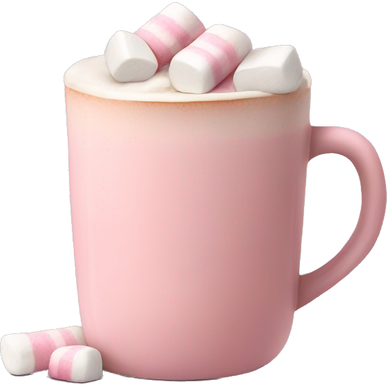 Light Pink mug of hot chocolate with marshmallows