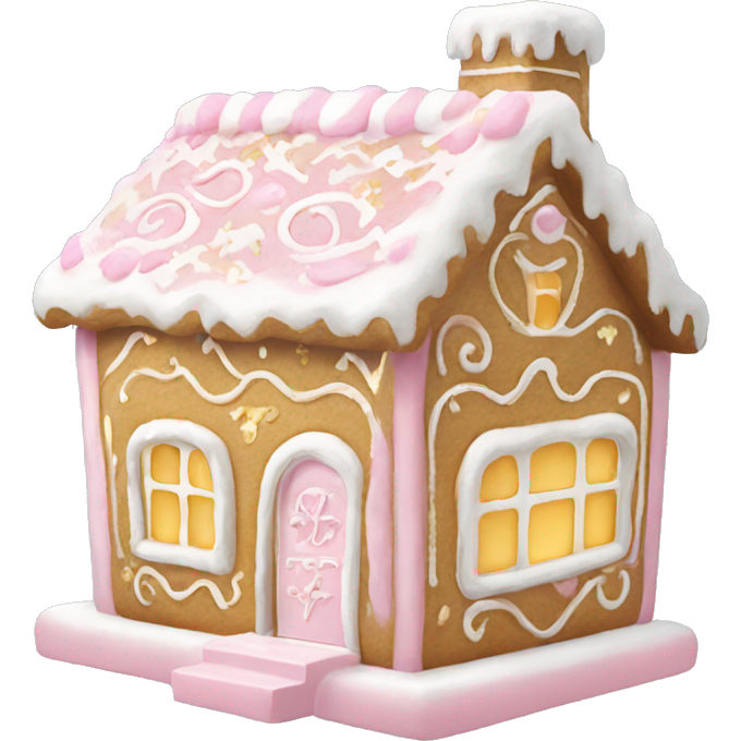 Light pink and gold and white gingerbread house