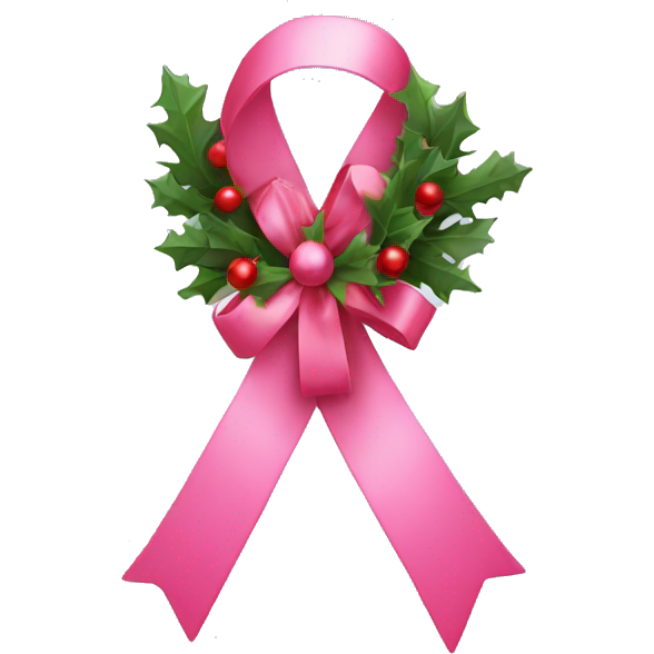 Pink ribbon decorated with Christmas decor