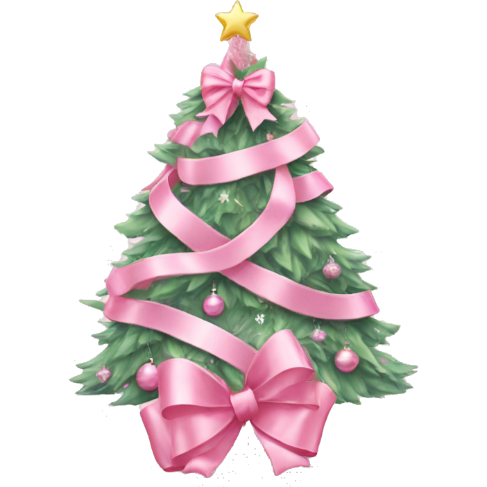 Pastel pink decorated christmas tree with a pink bow and ribbons