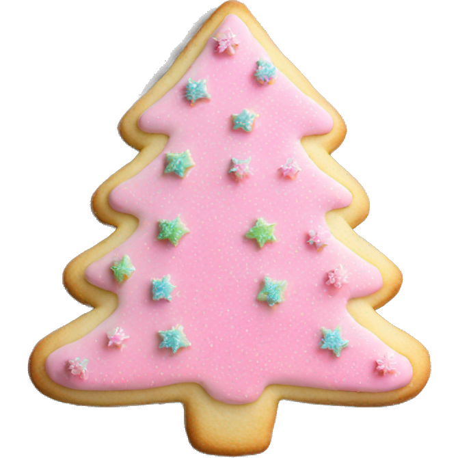 Pink frosted christmas tree sugar cookie