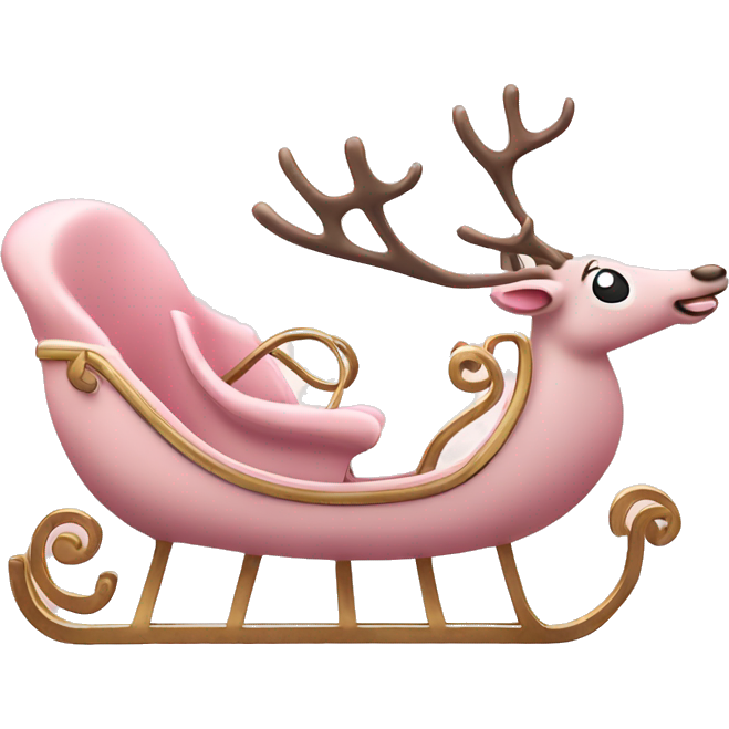 Pale pink christmas sleigh with reindeers