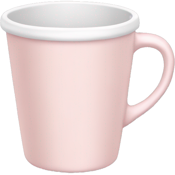 Pale pink empty ceramic coffee cup