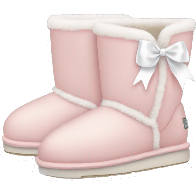 Pale pink uggs with white ribbons