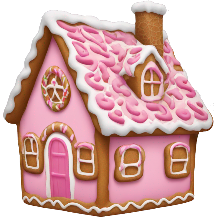A pink gingerbread house