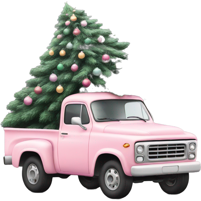 Pastel Pink truck with Christmas tree
