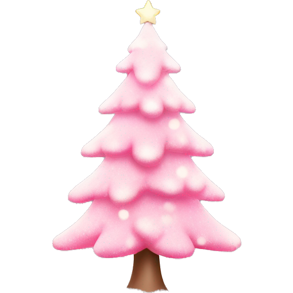 Pink Christmas tree with soft lights and snow