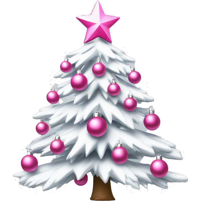White Christmas tree with pink ornaments￼