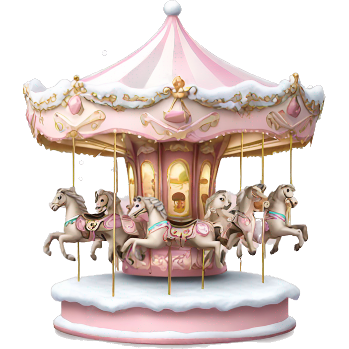 Light pink Christmas carousel with snow