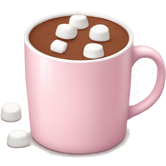 Light Pink mug of hot chocolate with marshmallows
