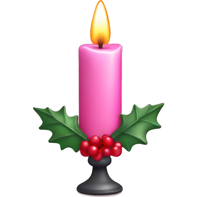 Pink christmas candle with berries