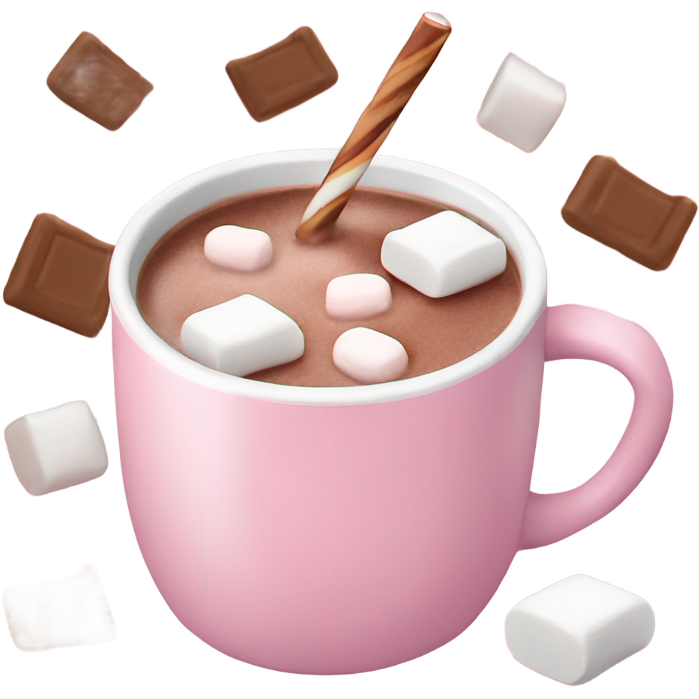 Light Pink mug of hot chocolate with marshmallows