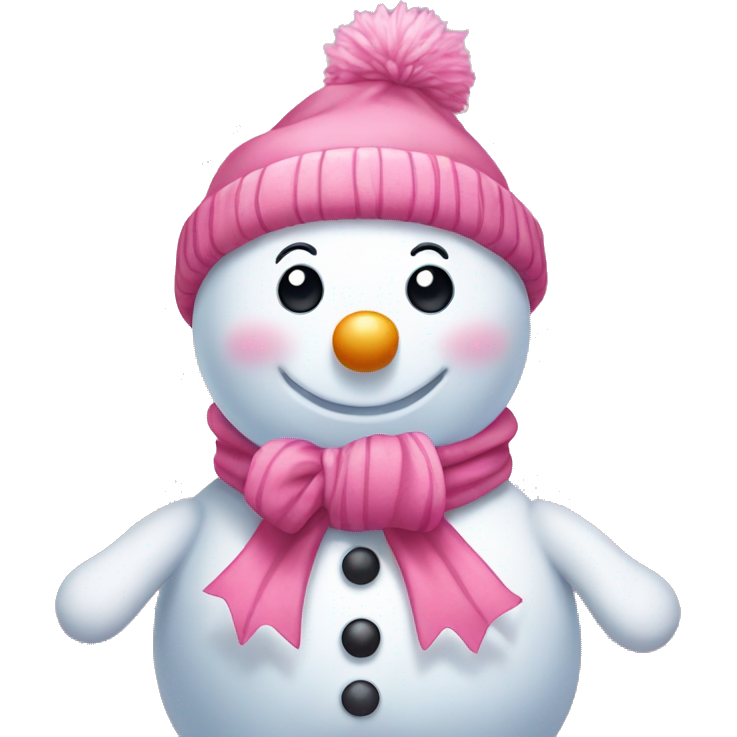 Adorable snowman with pink clothes and a pink bow