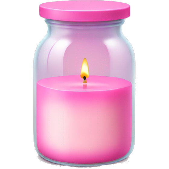Glass jar with pink candle inside