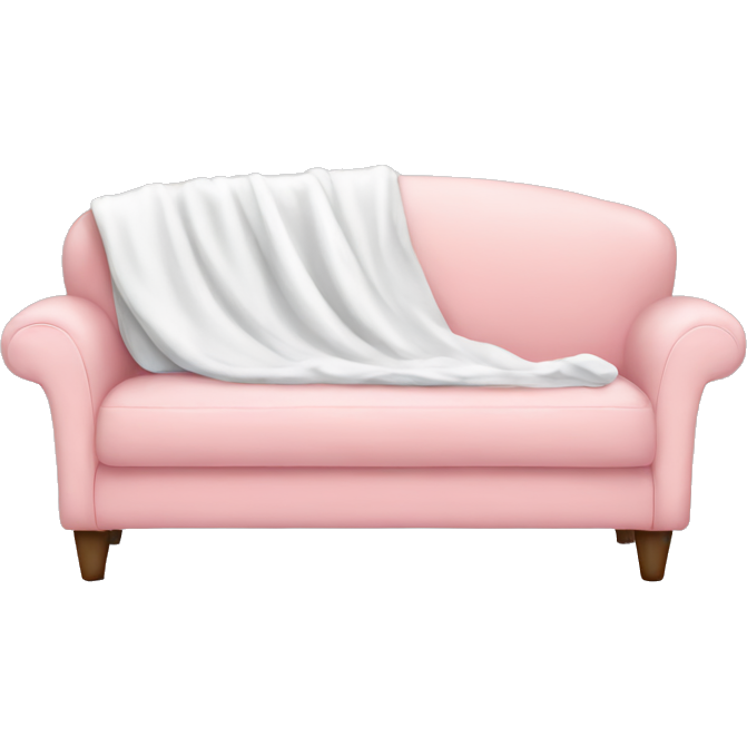 Light pink couch with white blanket
