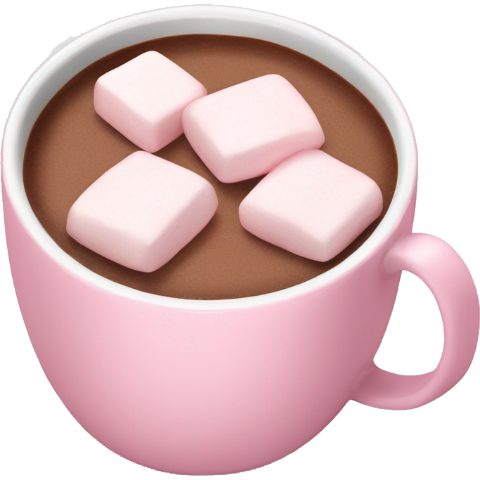 Light Pink mug of hot chocolate with marshmallows