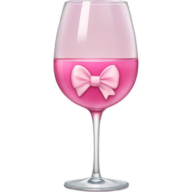 Soft pink wine in a glass with pink bow