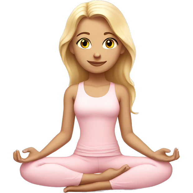 Angelic blonde yoga girl in light pink yoga outfit