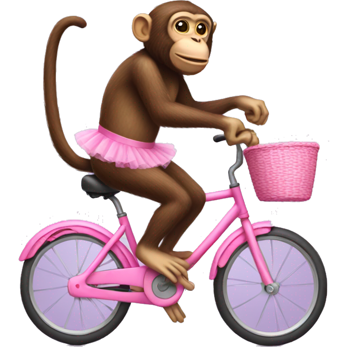 Monkey wearing pink tutu riding pink bike