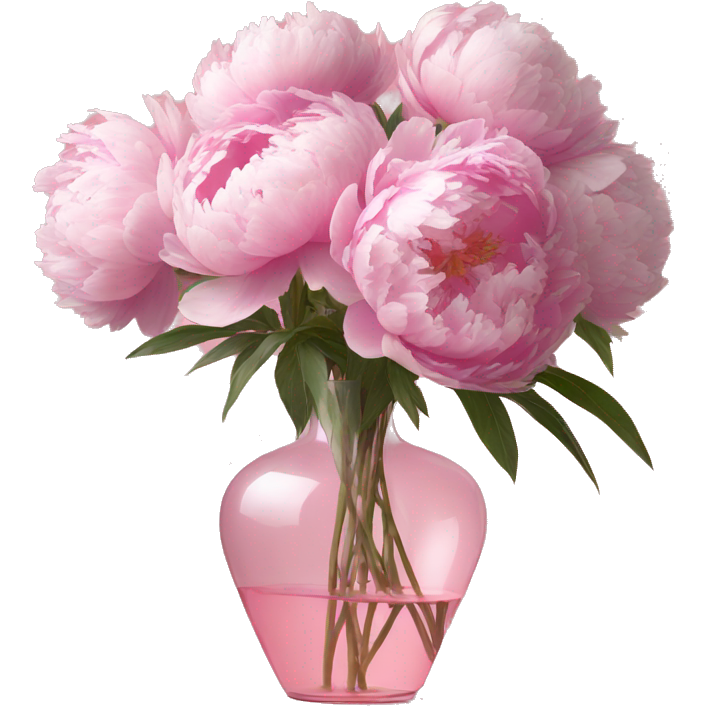 Peonies in a clear pink vase
