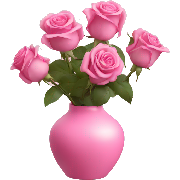 Pink roses in transprent pink vase