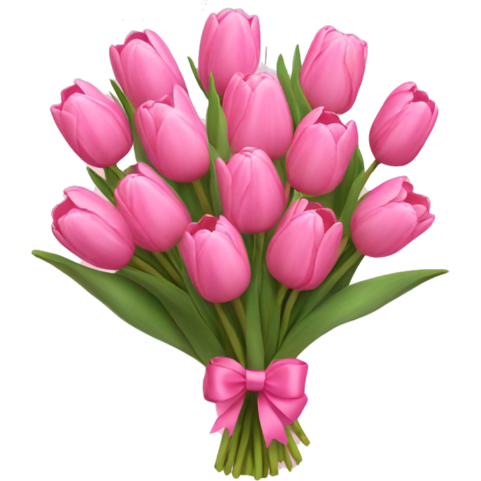 Pink tulips bouquet with pink bow